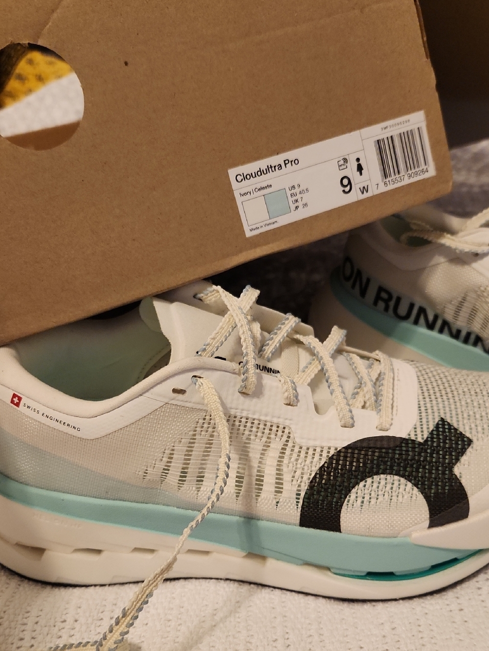 On Cloudultra Pro Running Shoes in White & Mint